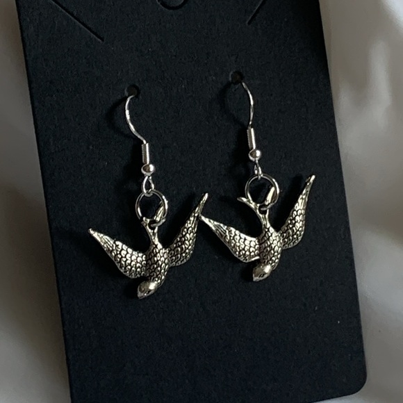 Birds earrings sterling silver hooks Artisan - Picture 9 of 9